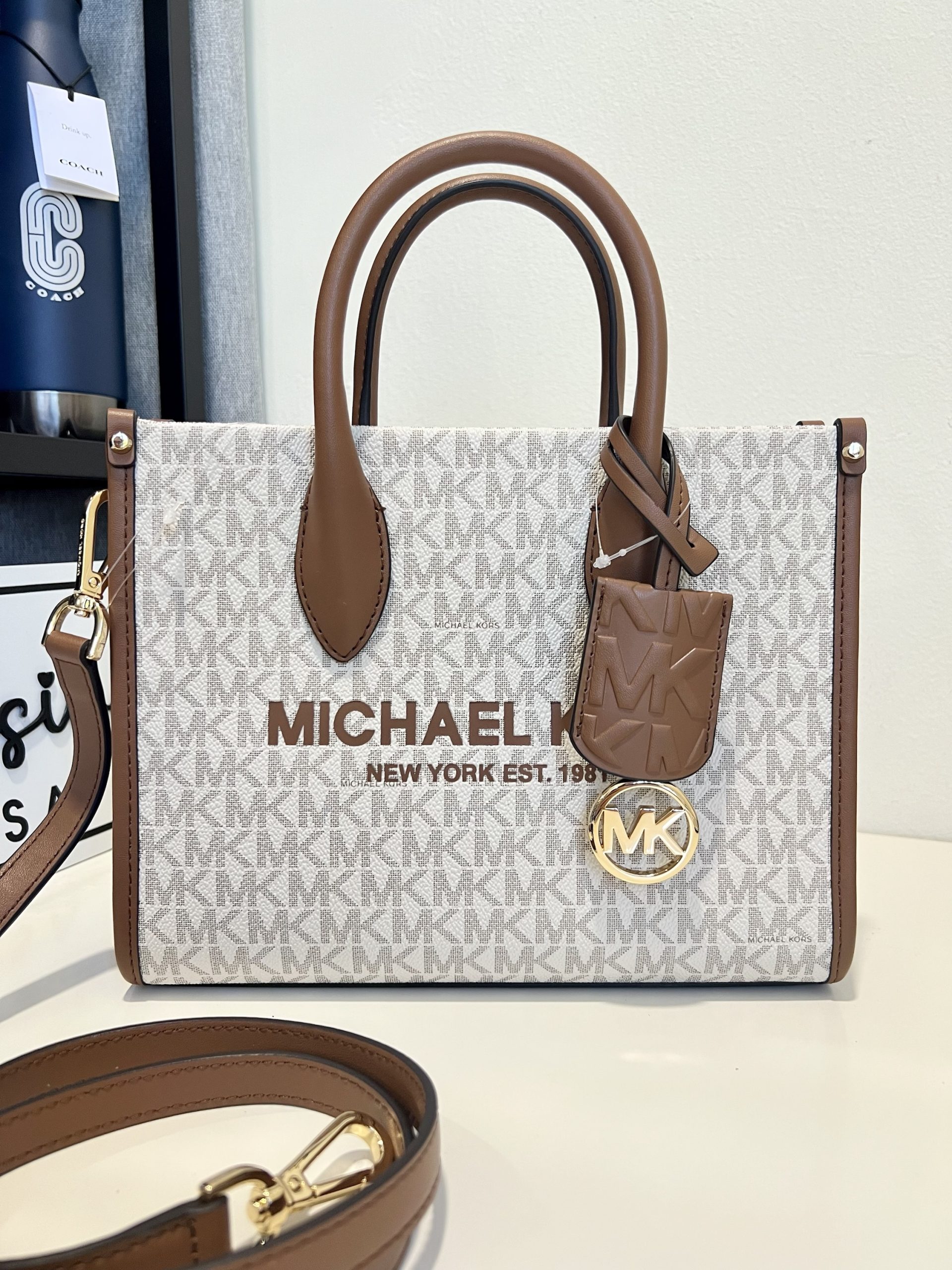 Michael Kors Mirella Small Shopper TZ Crossbody in Signature Vanilla