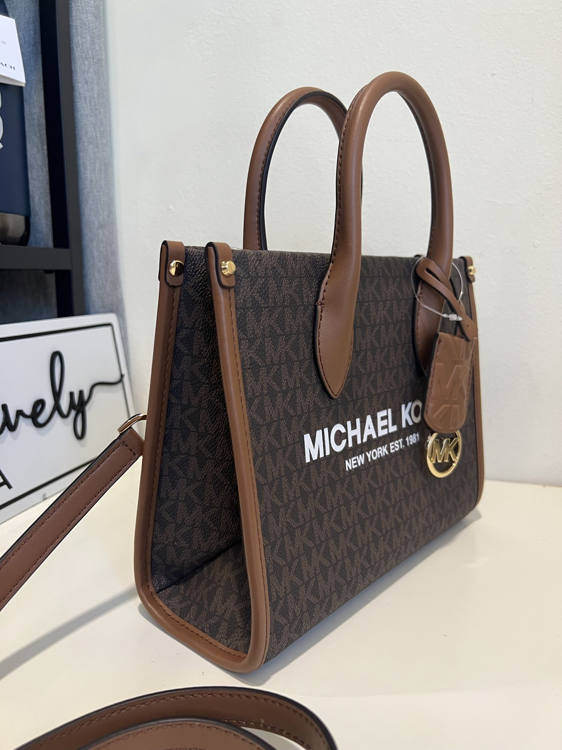 Michael Kors Mirella Small Shopper TZ Crossbody in Signature Brown - Image 2