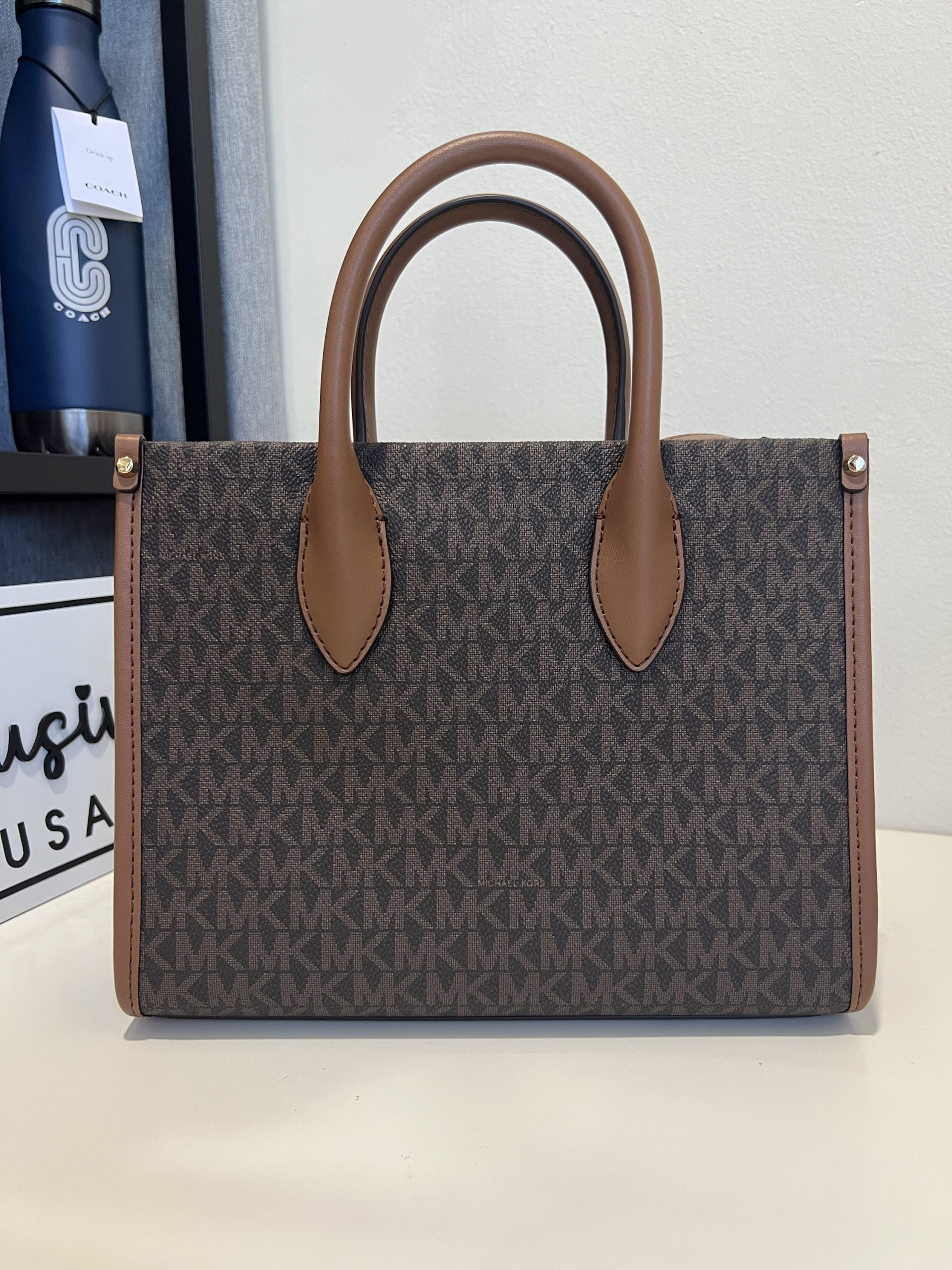 Michael Kors Mirella Small Shopper TZ Crossbody in Signature Brown - Image 4