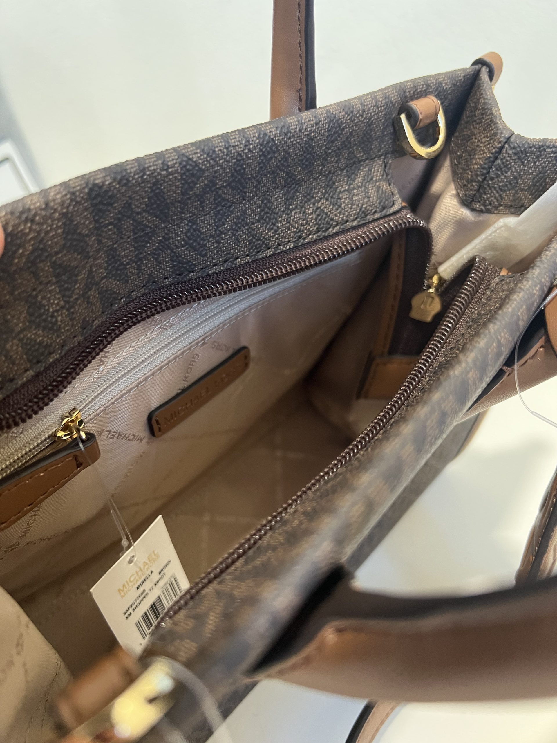 Michael Kors Mirella Small Shopper TZ Crossbody in Signature Brown - Image 3