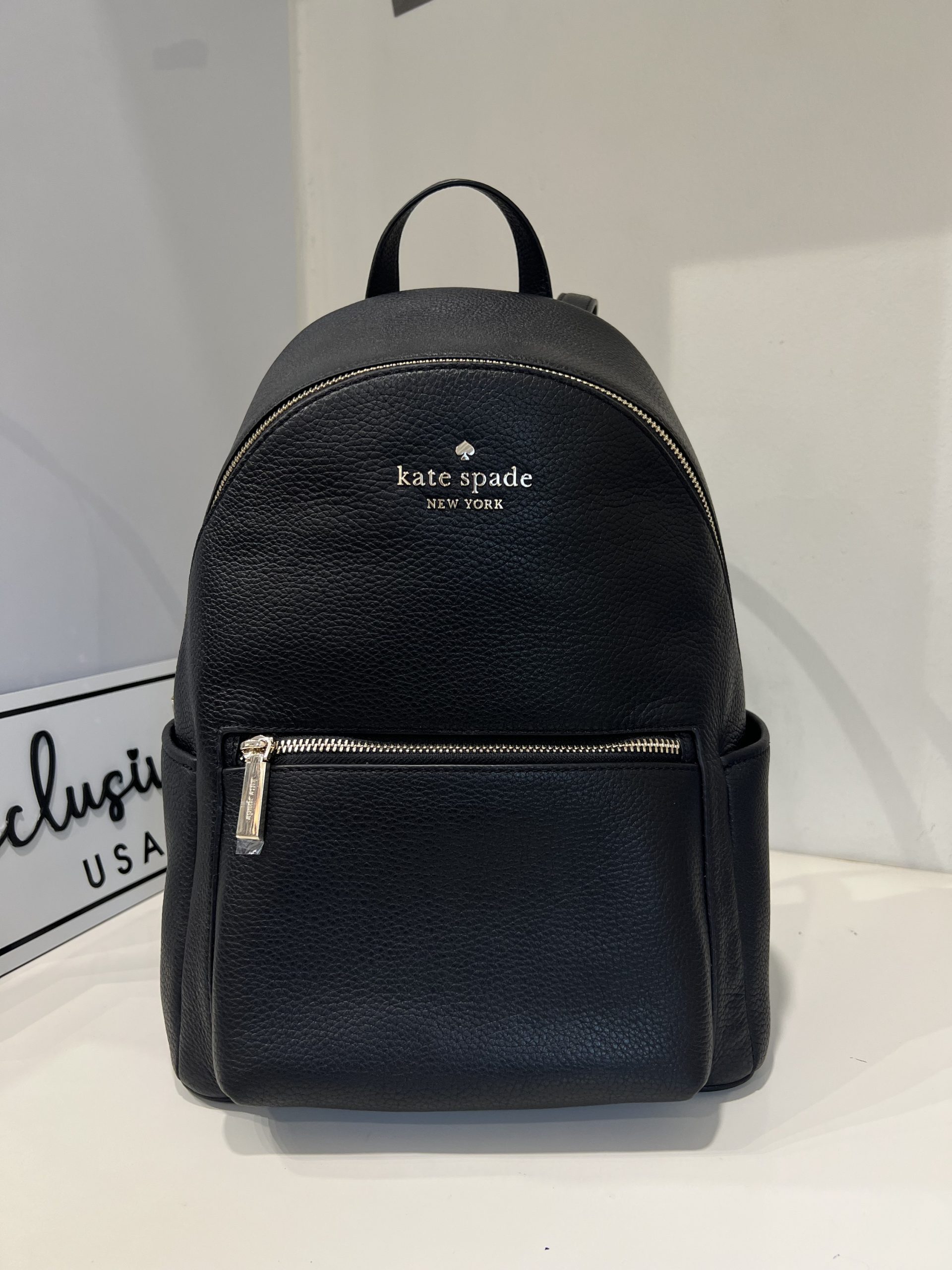 Kate Spade Leila Leather Medium Dome Backpack in Black