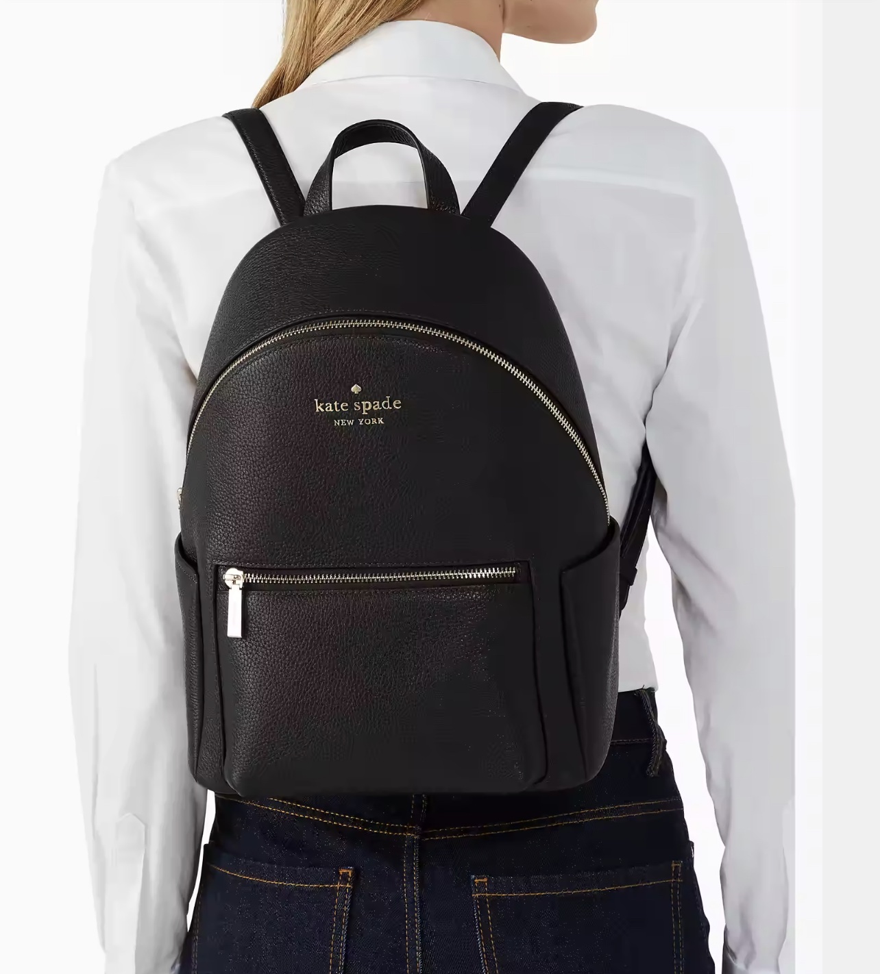 Kate Spade Leila Leather Medium Dome Backpack in Black - Image 5