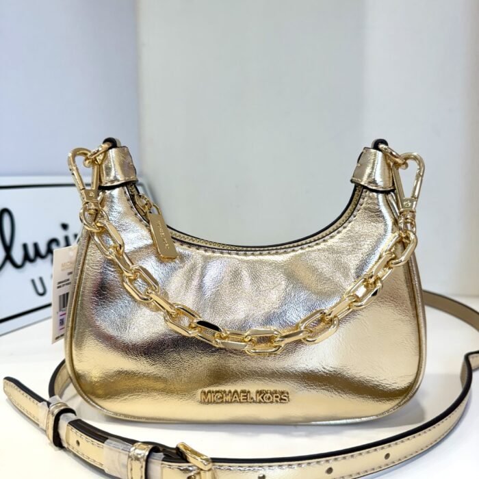 Michael Kors Cora Mini Zip Pouchette in Pale Gold