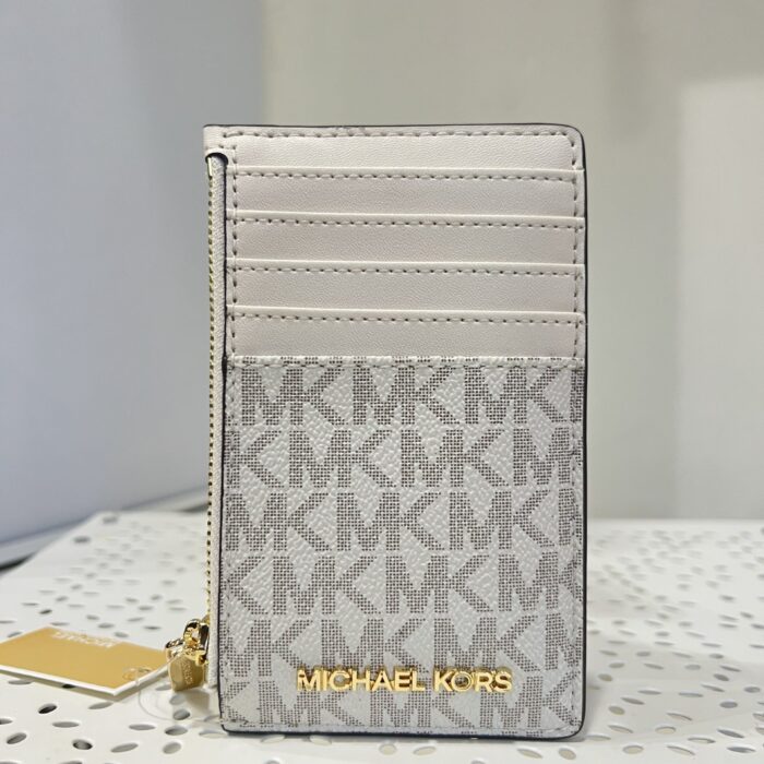 Michael Kors Jet Set Travel Medium TZ Card Case in Signature Cream Multi