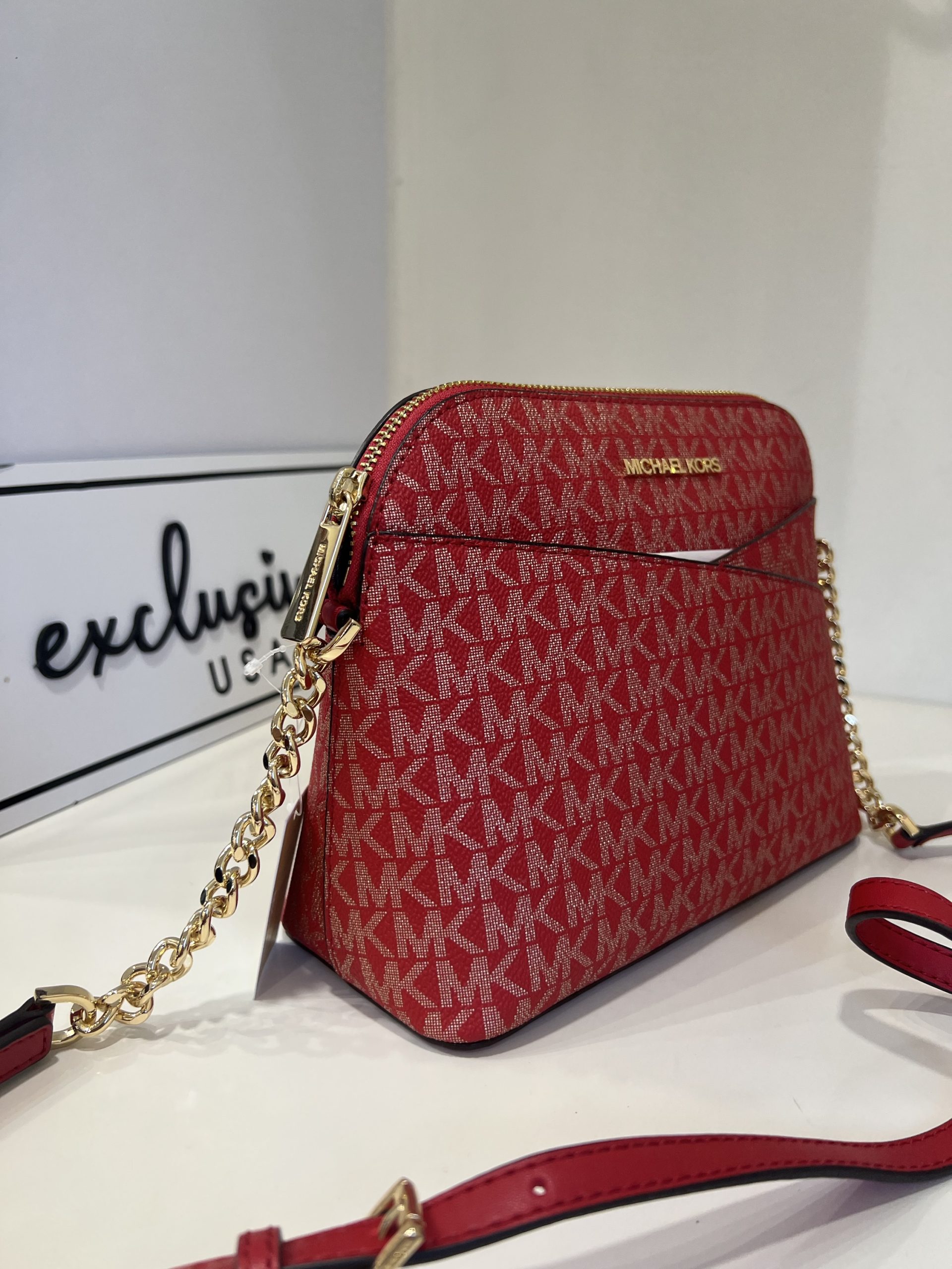 Michael Kors Jet Set Travel Medium Dome Crossbody in Signature Red Multi - Image 2
