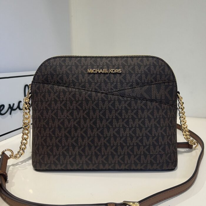 Michael Kors Jet Set Travel Medium Dome Crossbody in Signature Brown