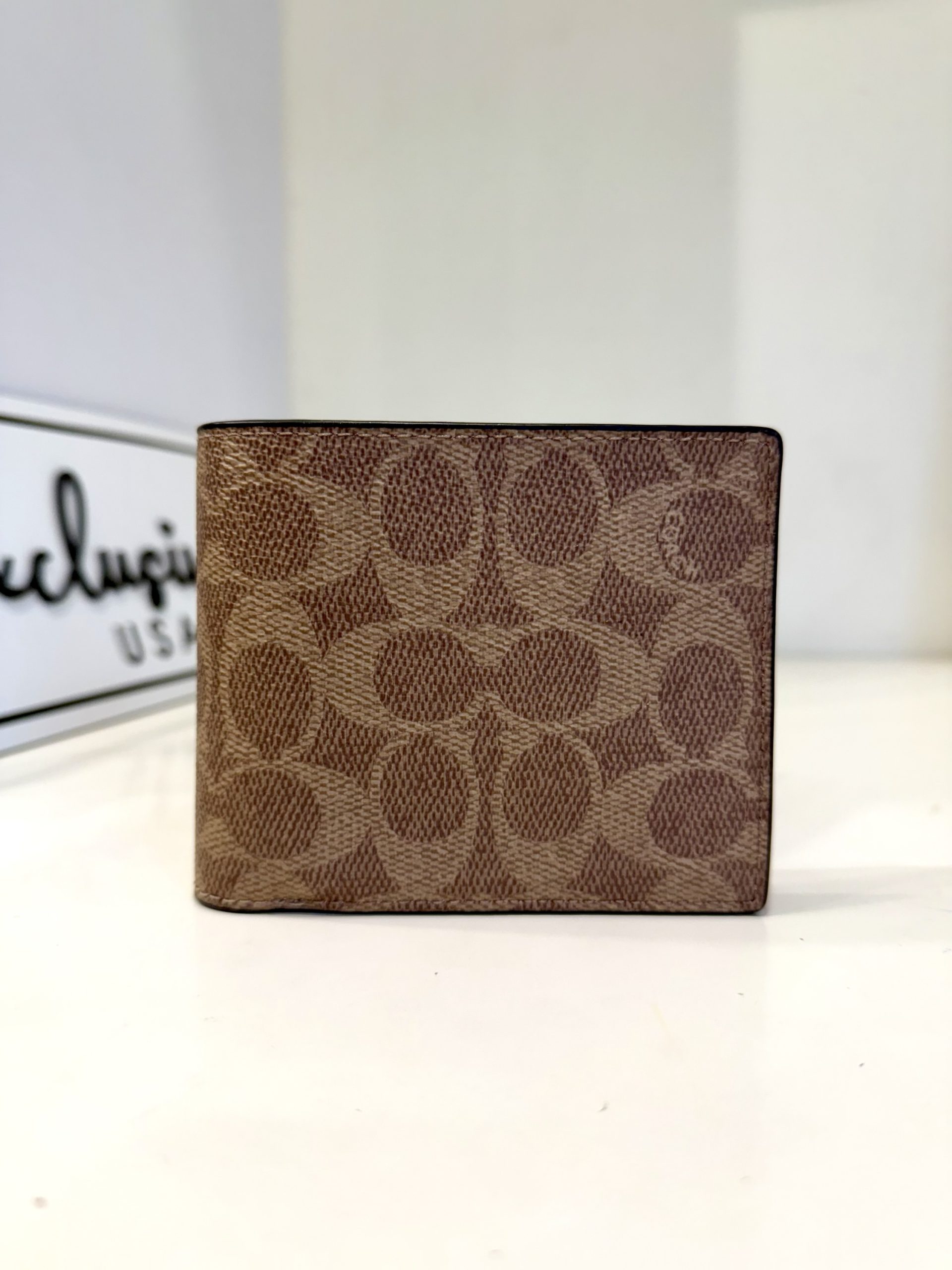 Coach 3 In 1 Wallet in Signature Colorblock in Tan / Bold Red