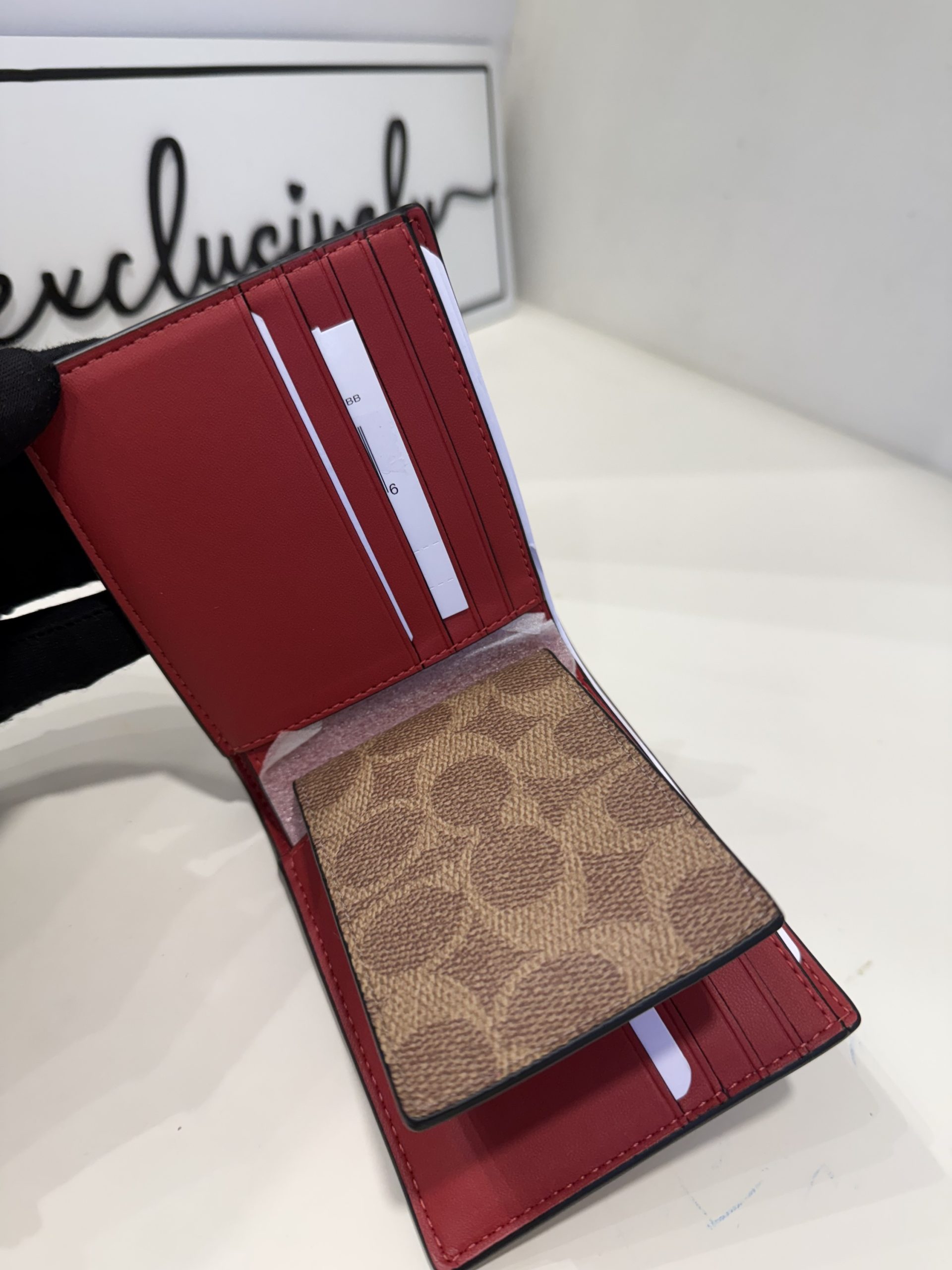 Coach 3 In 1 Wallet in Signature Colorblock in Tan / Bold Red - Image 3