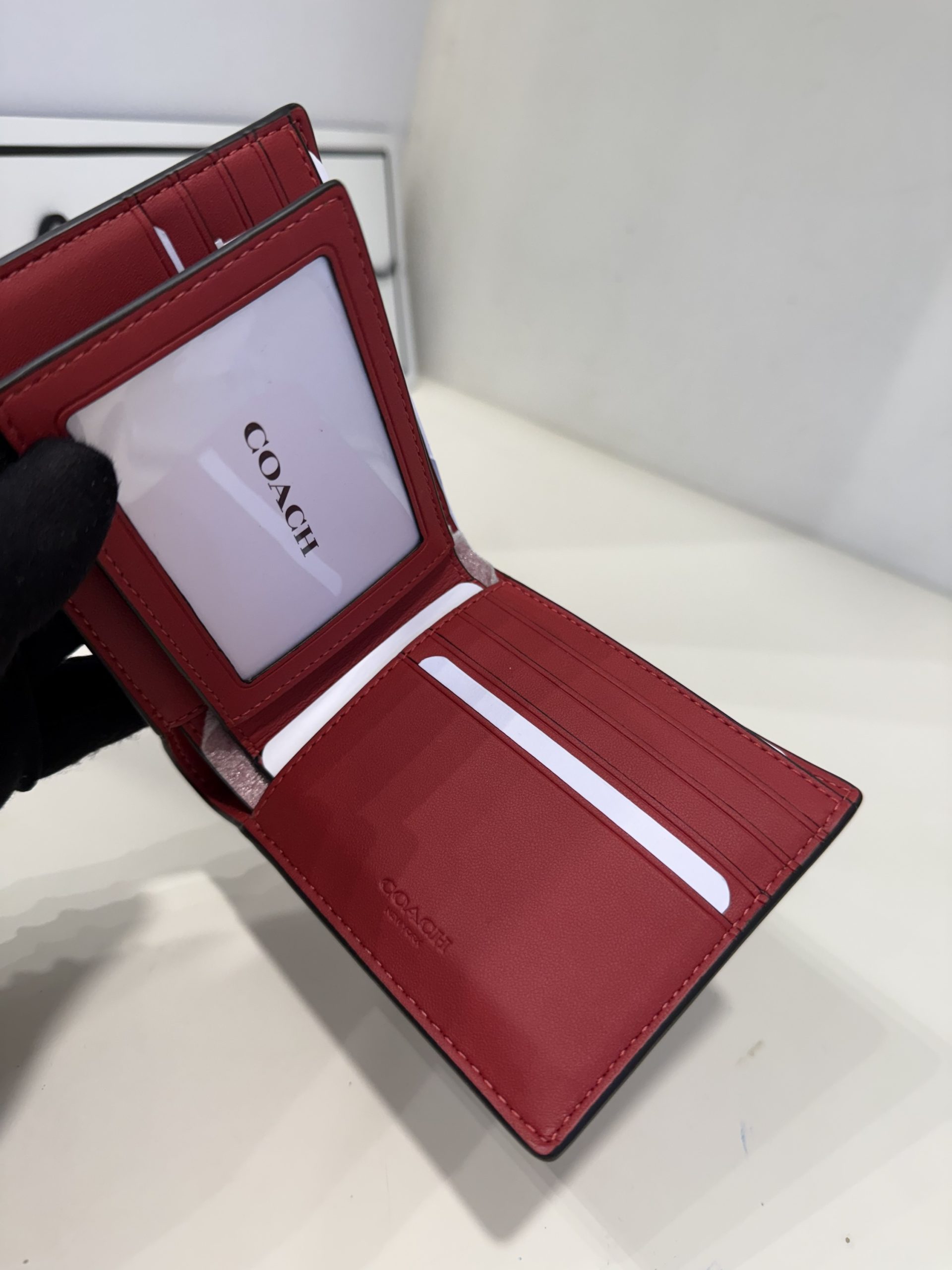 Coach 3 In 1 Wallet in Signature Colorblock in Tan / Bold Red - Image 4