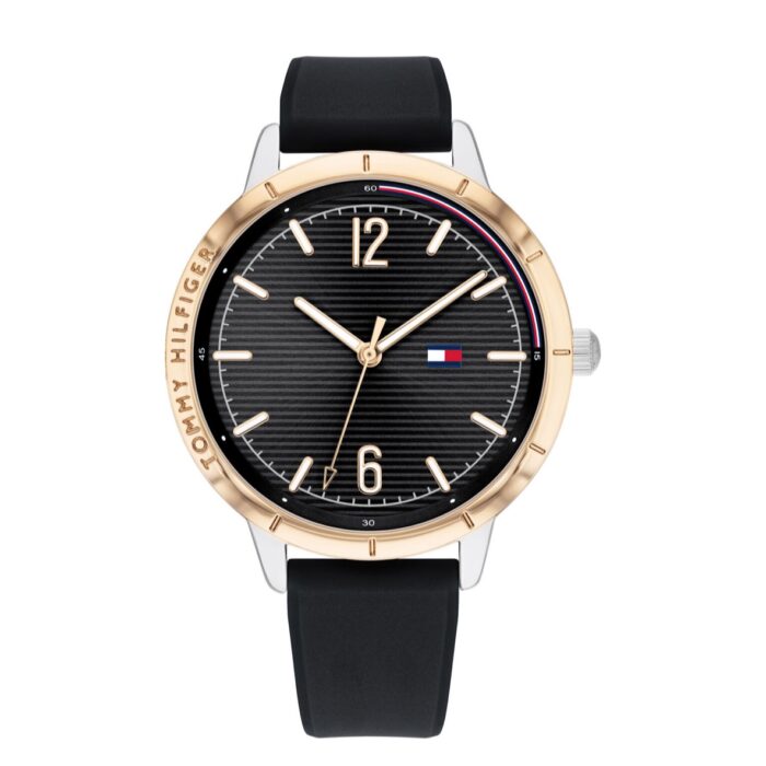 Tommy Hilfiger Women's Stainless Steel And Gold Finished Silicone Strap, 38mm (1782048)