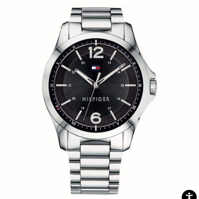 Tommy Hilfiger Stainless Steel Black Dial Men's Watch, 45mm (1791460)