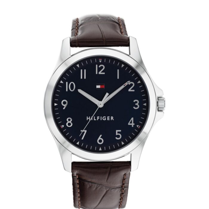 Tommy Hilfiger Brown Croc Leather Navy Dial Men’s Watch 45mm (1791449)