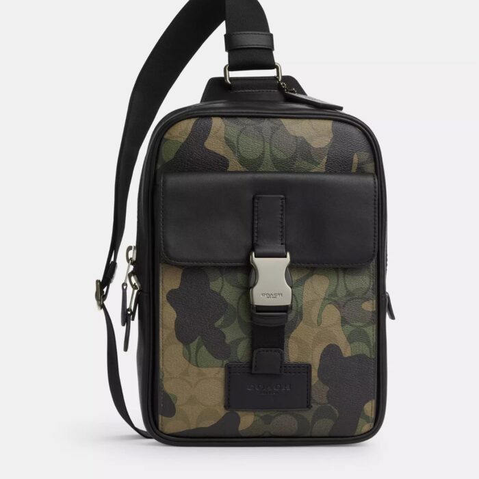 Coach Track Pack In Signature Canvas With Camo Print
