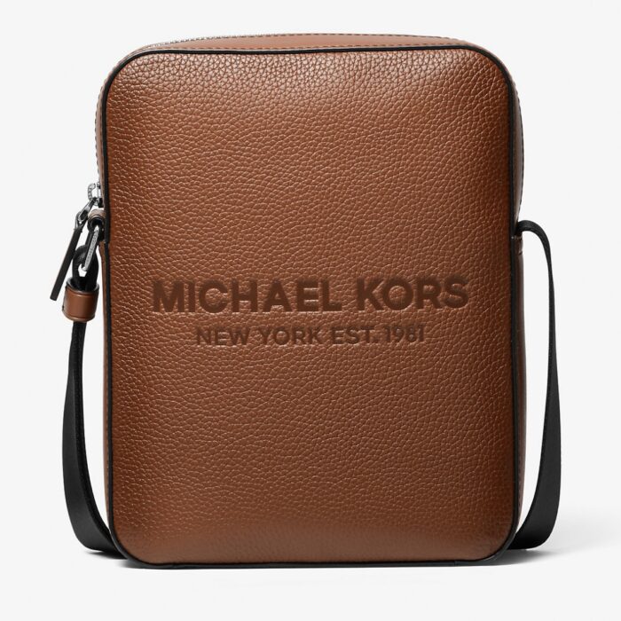 Michael Kors Cooper Logo Embossed Pebbled Leather Flight Bag in Luggage