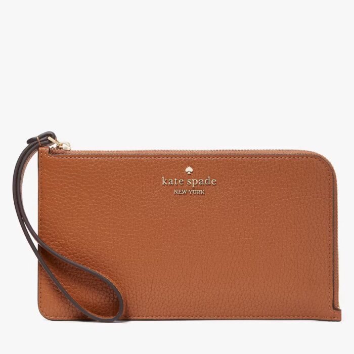 Kate Spade Lucy Medium L Zip Wristlet in Warm Gingerbread