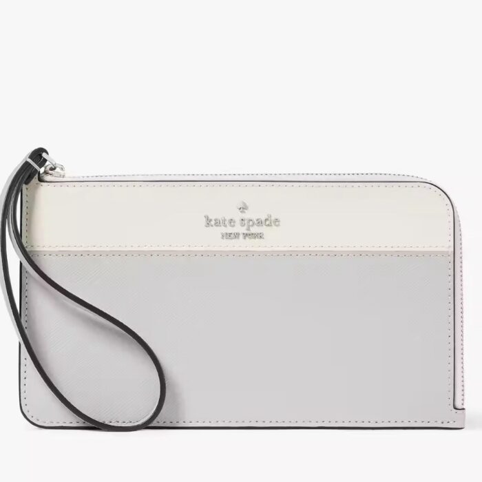 Kate Spade Lucy Medium L-Zip Wristlet in Platinum Grey