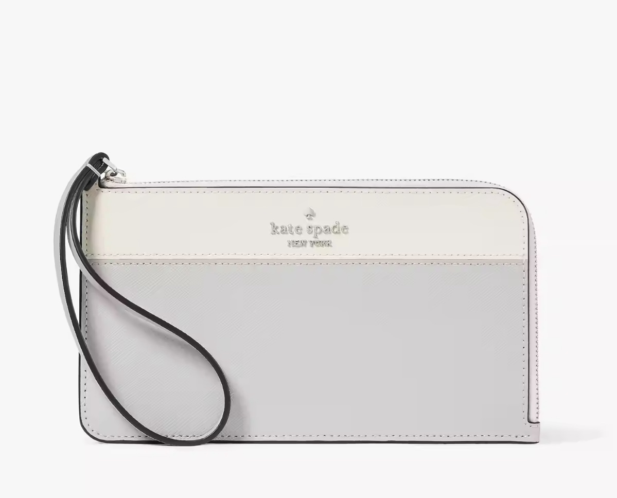 Kate Spade Lucy Medium L-Zip Wristlet in Platinum Grey