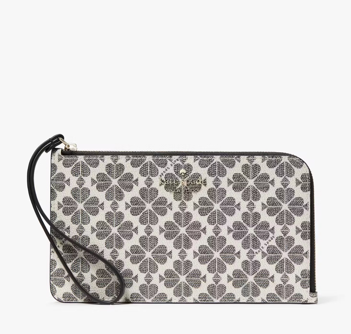 Kate Spade Lucy Spade Flower Medium L-zip Wristlet in Black