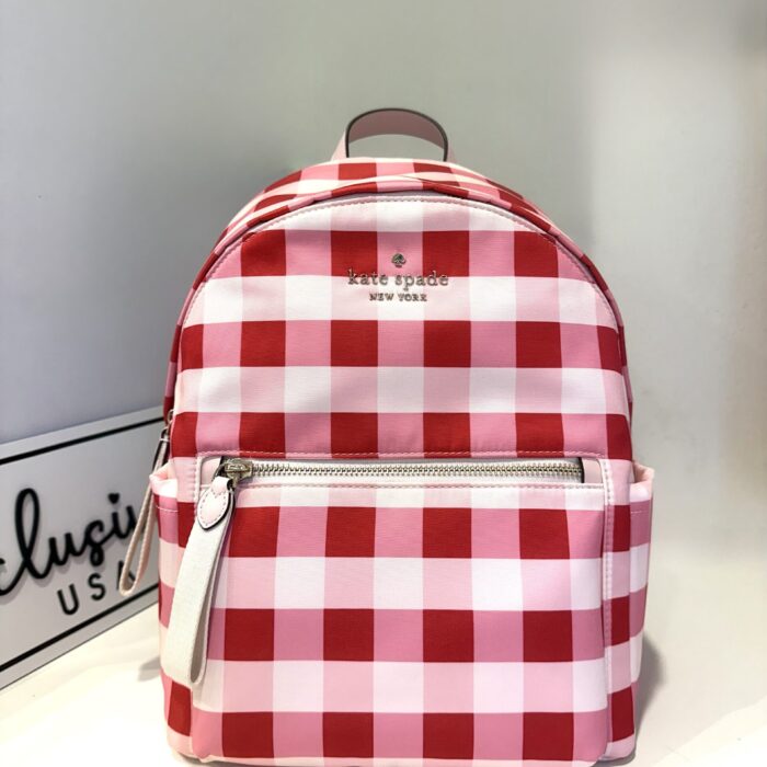 Kate Spade Chelsea Gingham Medium Backpack in Pink Multi