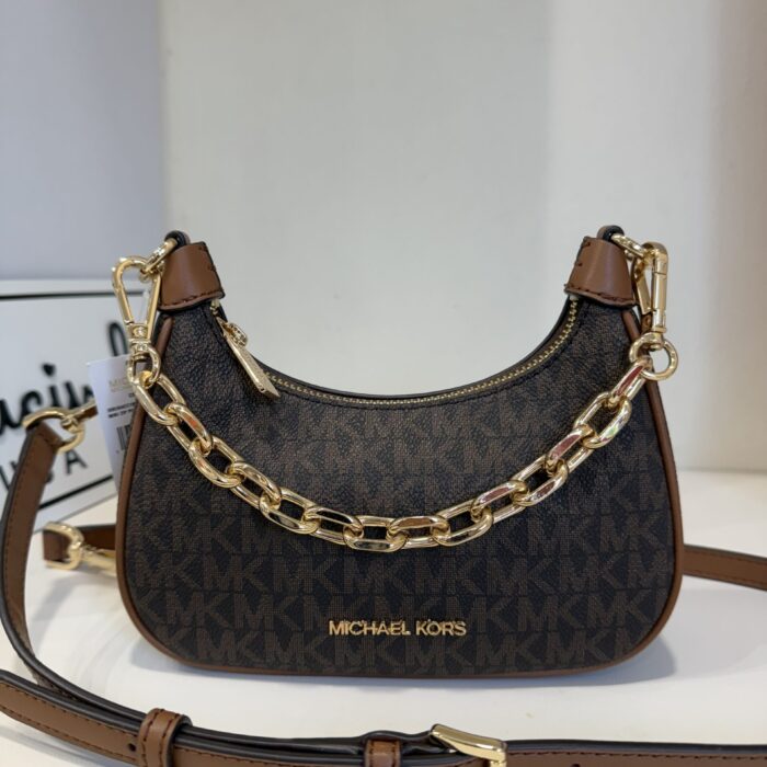 Michael Kors Cora Mini Zip Pouchette in Signature Brown