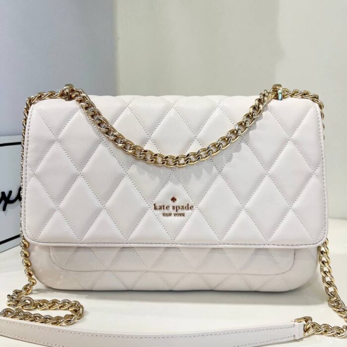 Kate Spade Carey Medium Flap Shoulder Bag in Parchment KG357