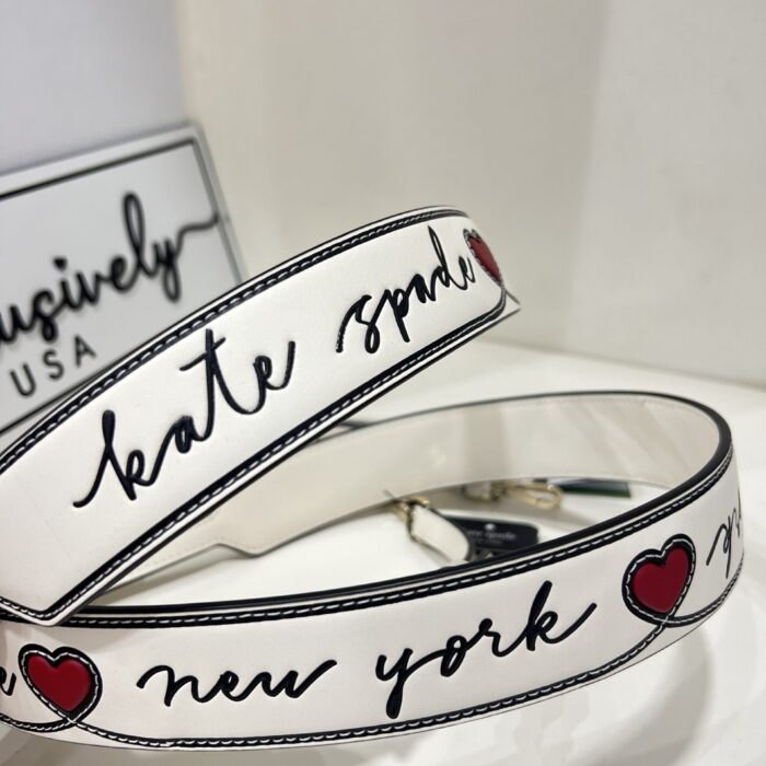 Kate Spade Script Logo Leather Bag Strap in Meringue