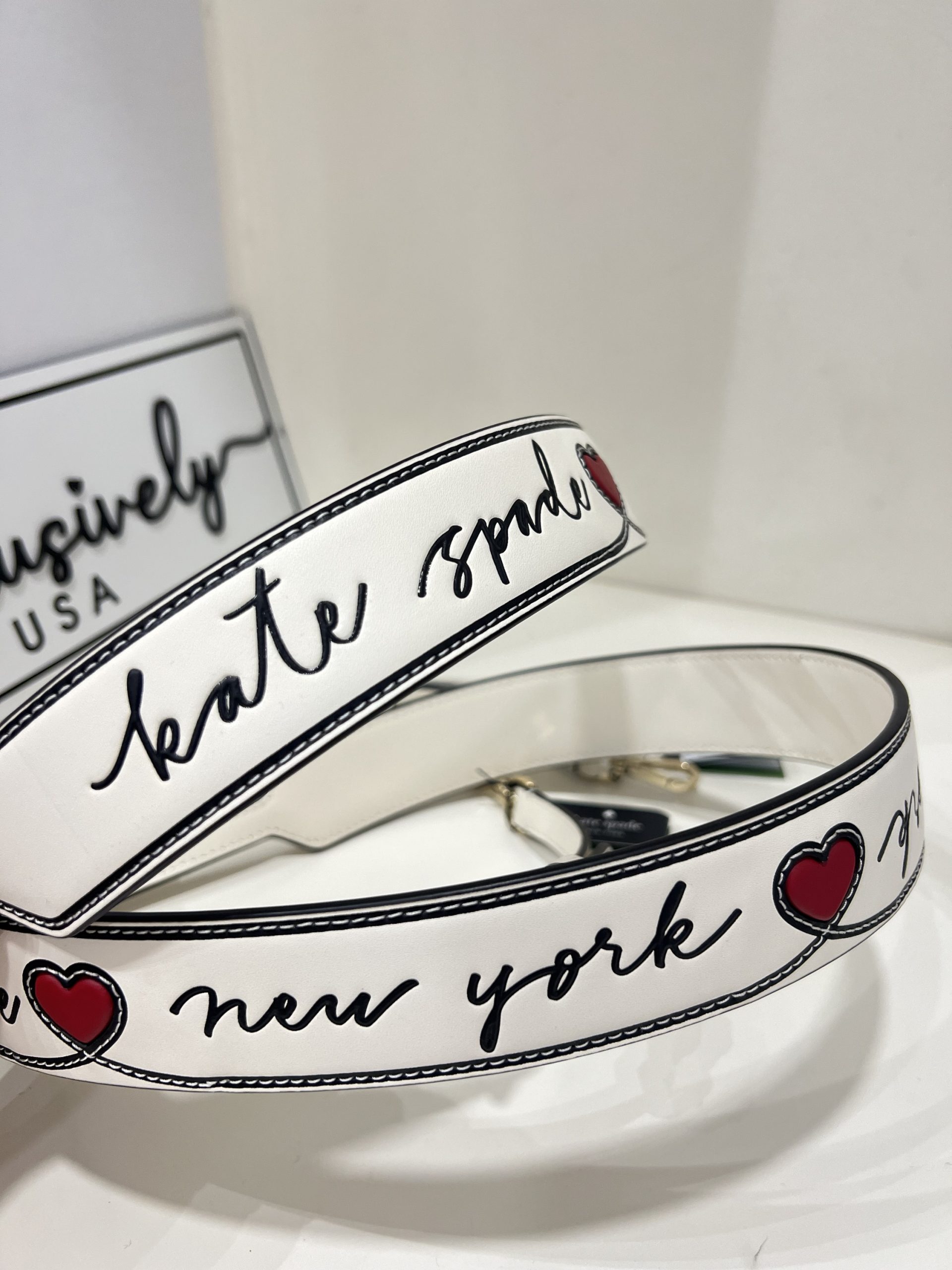 Kate Spade Script Logo Leather Bag Strap in Meringue