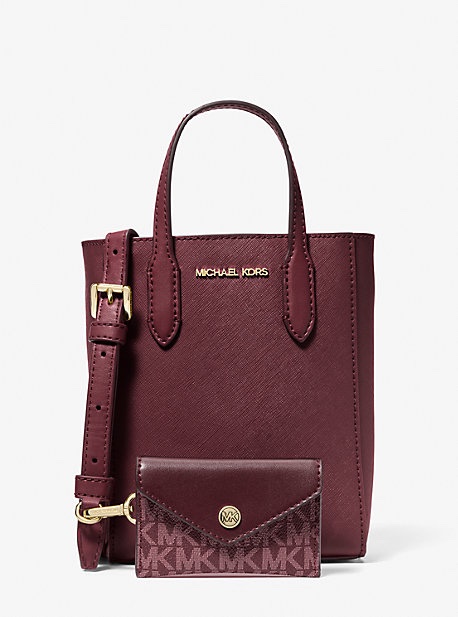 Michael Kors Vincent XS Crossbody Bag With Logo Card Case in Oxblood