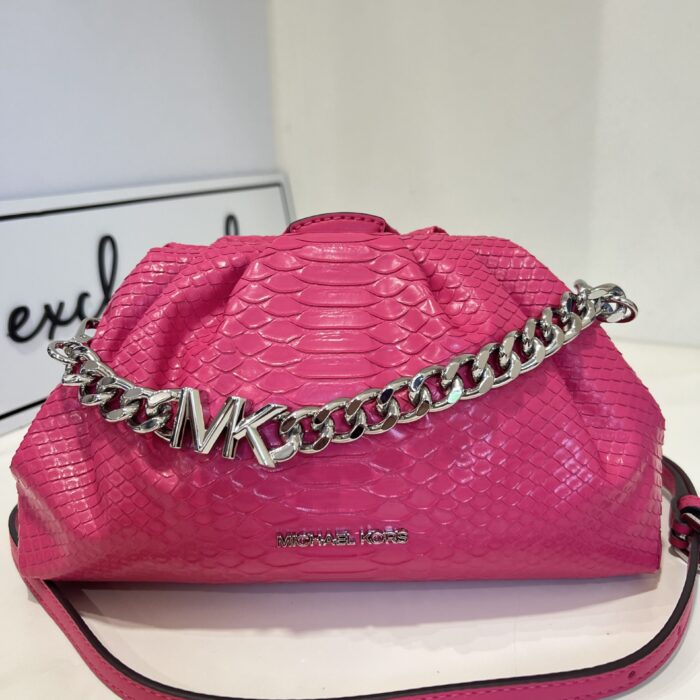 Michael Kors Nola Small Chain Clutch Crossbody in Electric Pink