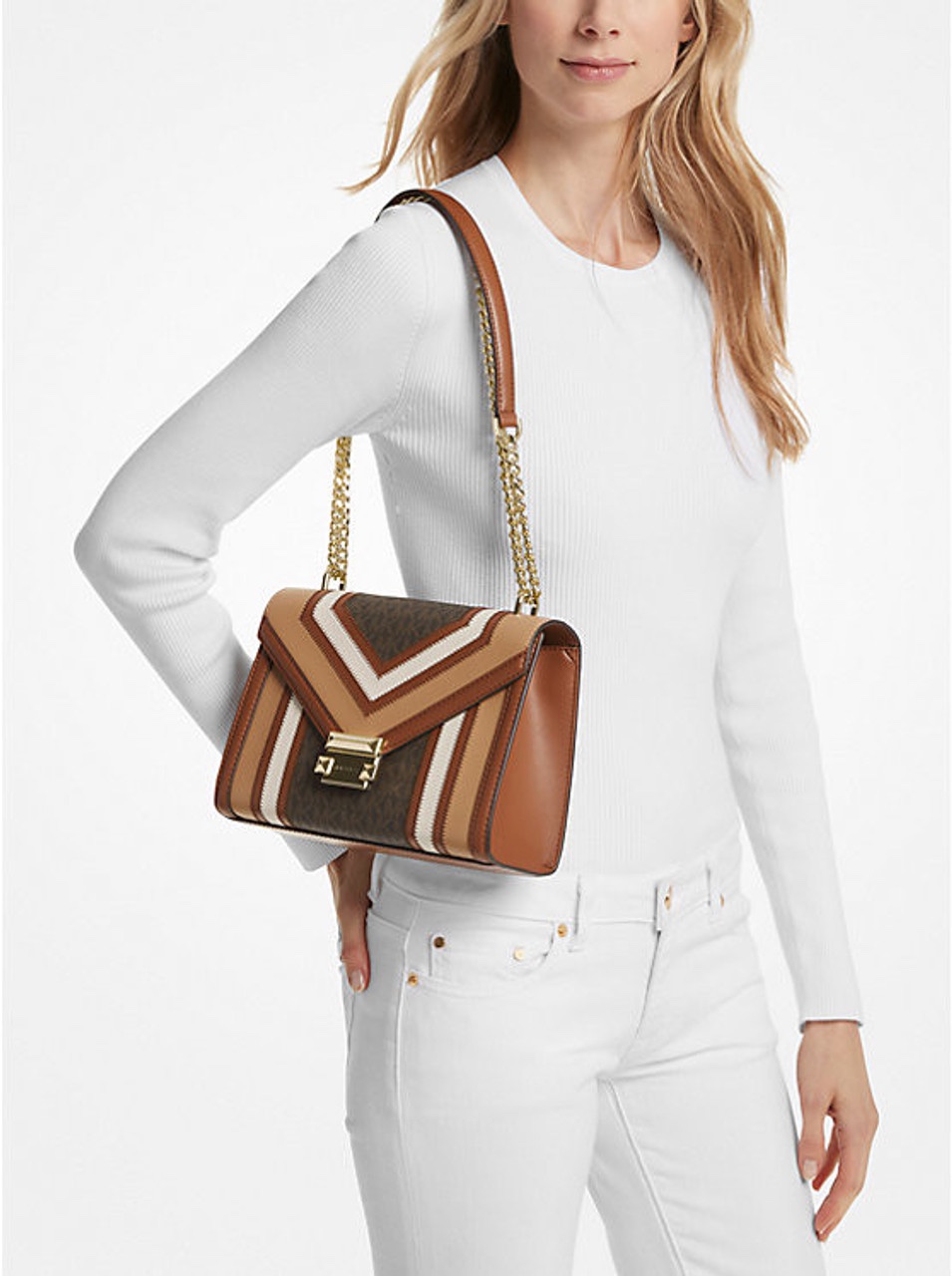 Michael Kors Whitney Medium Flap Chain Shoulder in Brown Multi - Image 5
