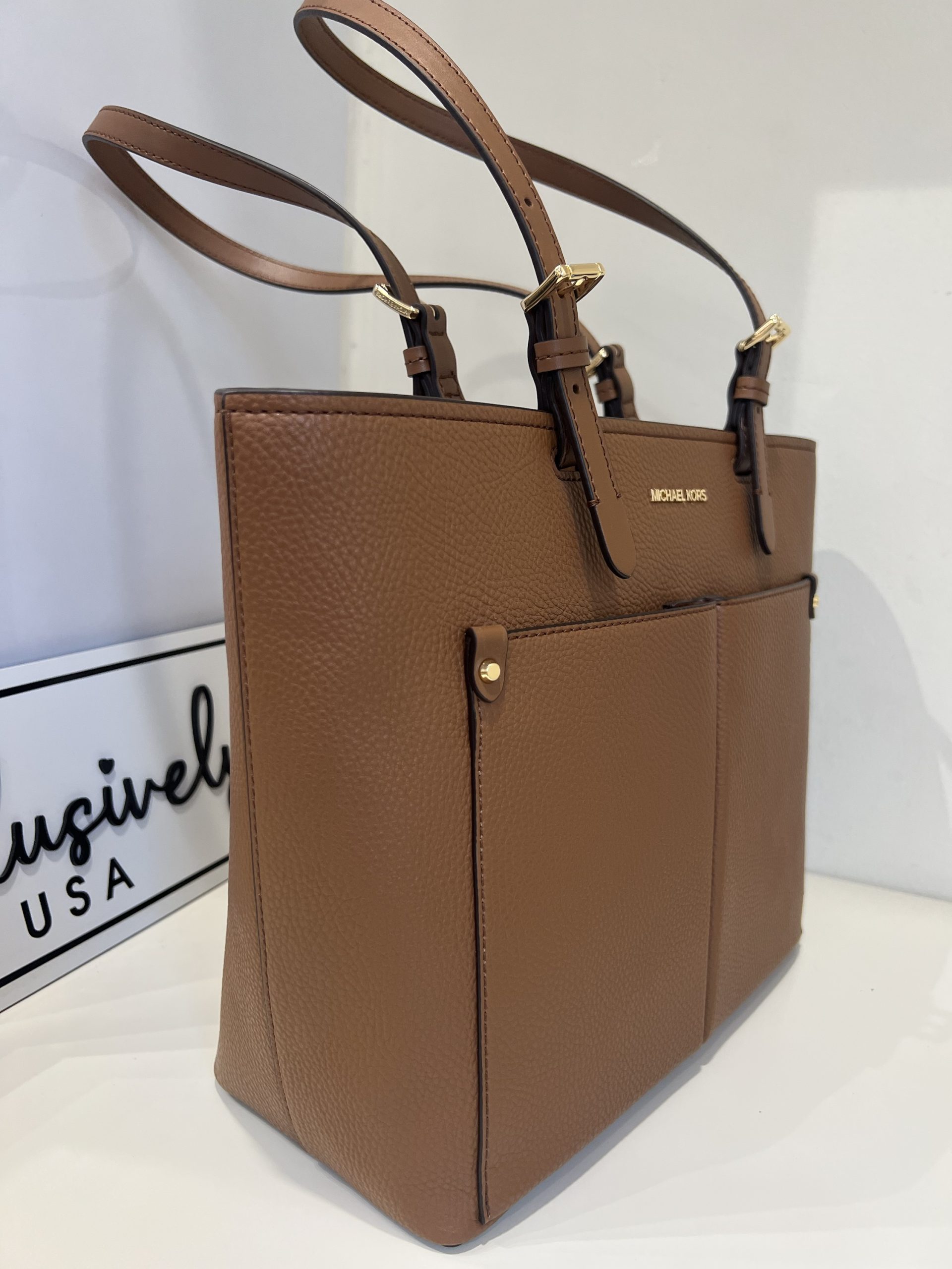 Michael Kors Jet Set Travel Medium Double Pocket Tote in Luggage - Image 3