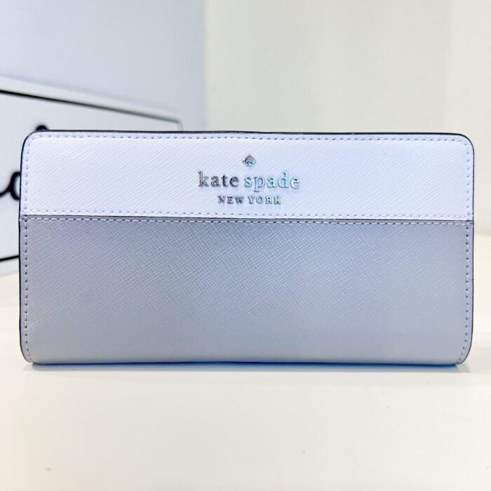 Kate Spade Staci Large Slim Bifold Wallet in Colorblock Nimbus Grey
