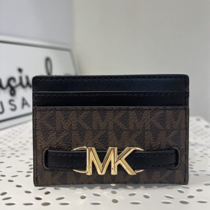 Michael Kors Reed Large Card Holder in Signature Brown Black