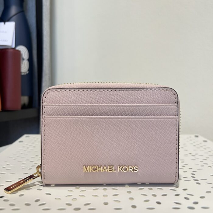 Michael Kors Jet Set Travel Medium Zip Around Card Case in Powder Blush