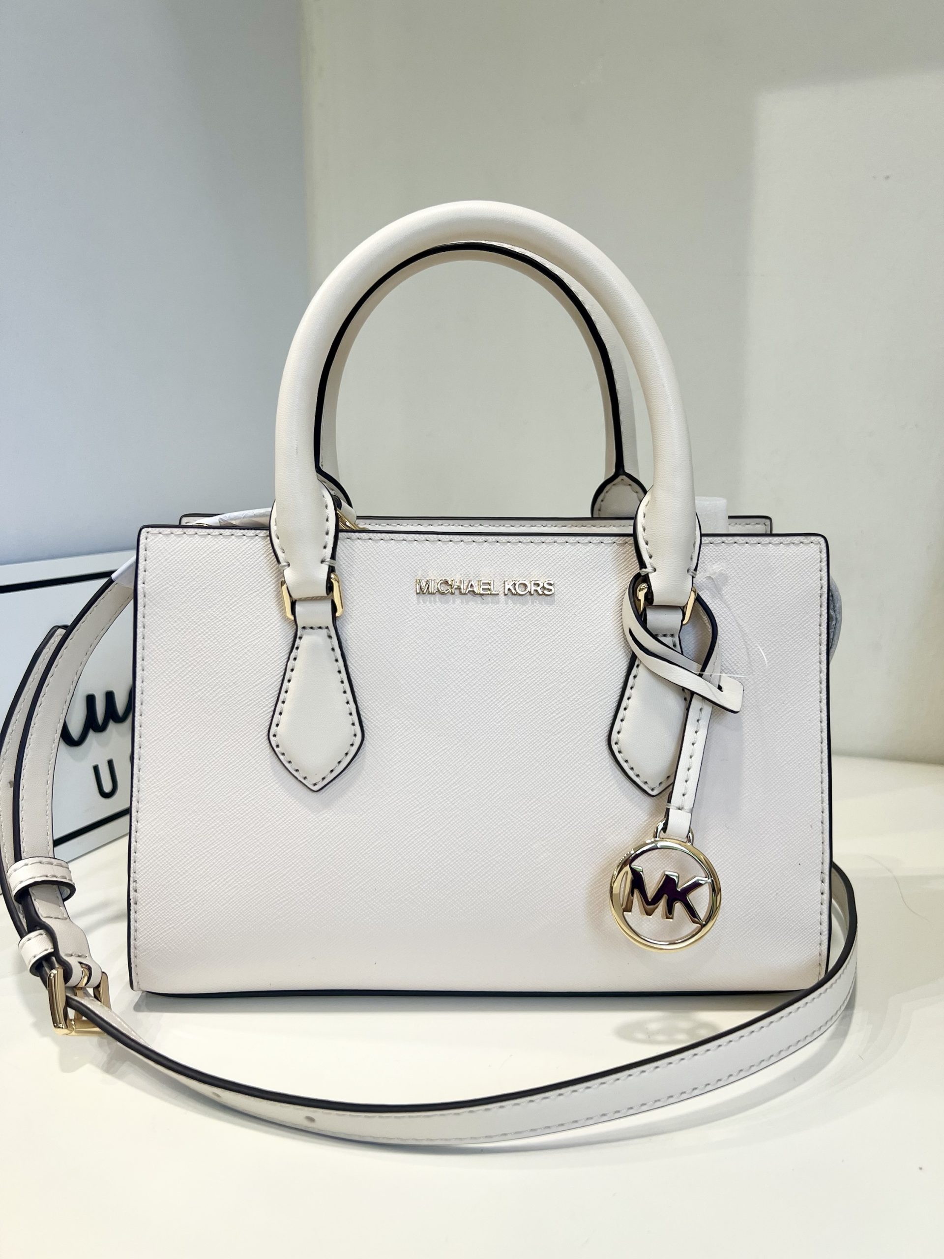 Michael Kors Sheila Small Satchel in Light Cream – Exclusively USA
