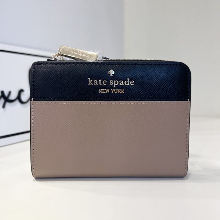 Kate Spade Madison Small L Zip Wallet In Toasted Hazelnut Multi