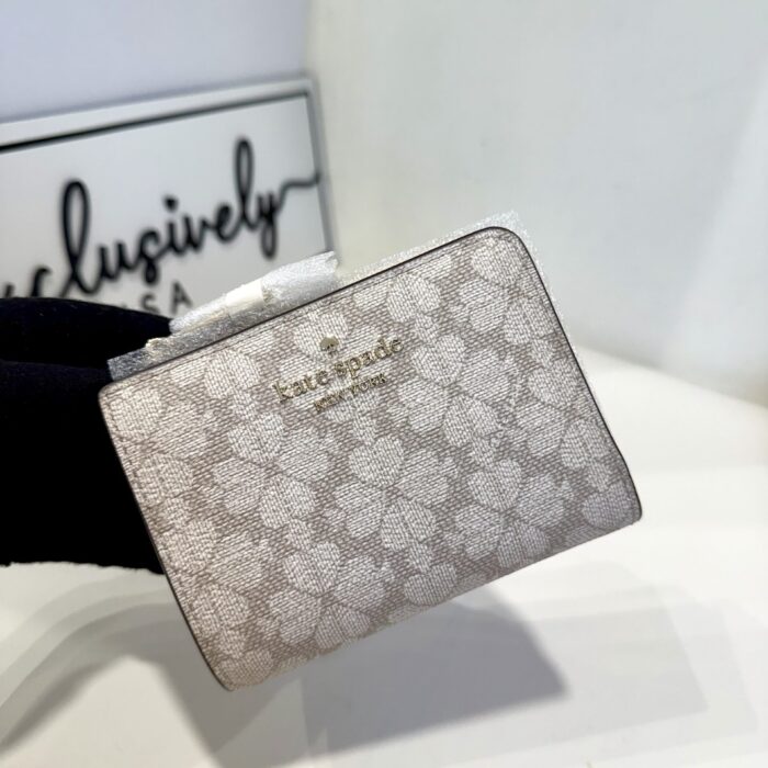 Kate Spade Signature Spade Flower Madison Small L Zip Wallet In Dark Beige