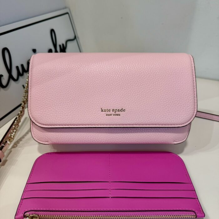 Kate Spade Ava Flap Chain Wallet Crossbody in Crepe Pink (Retail)