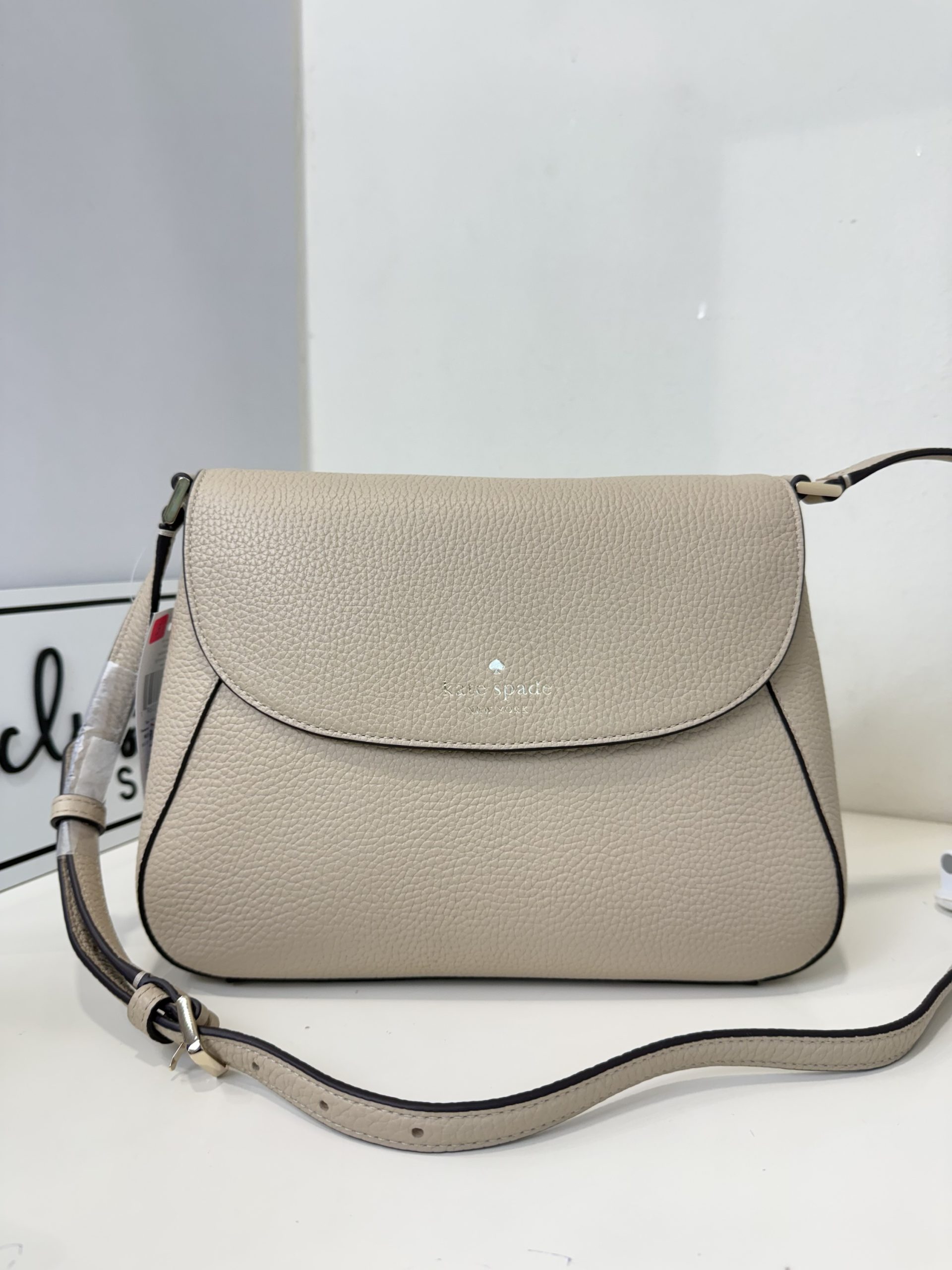 Kate Spade Monica Medium Flap Crossbody in Light Sand