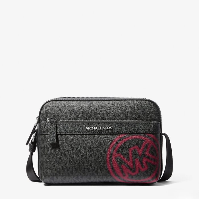 Michael Kors Cooper Embellished Signature Logo Utility Crossbody Bag in Dark Raspberry