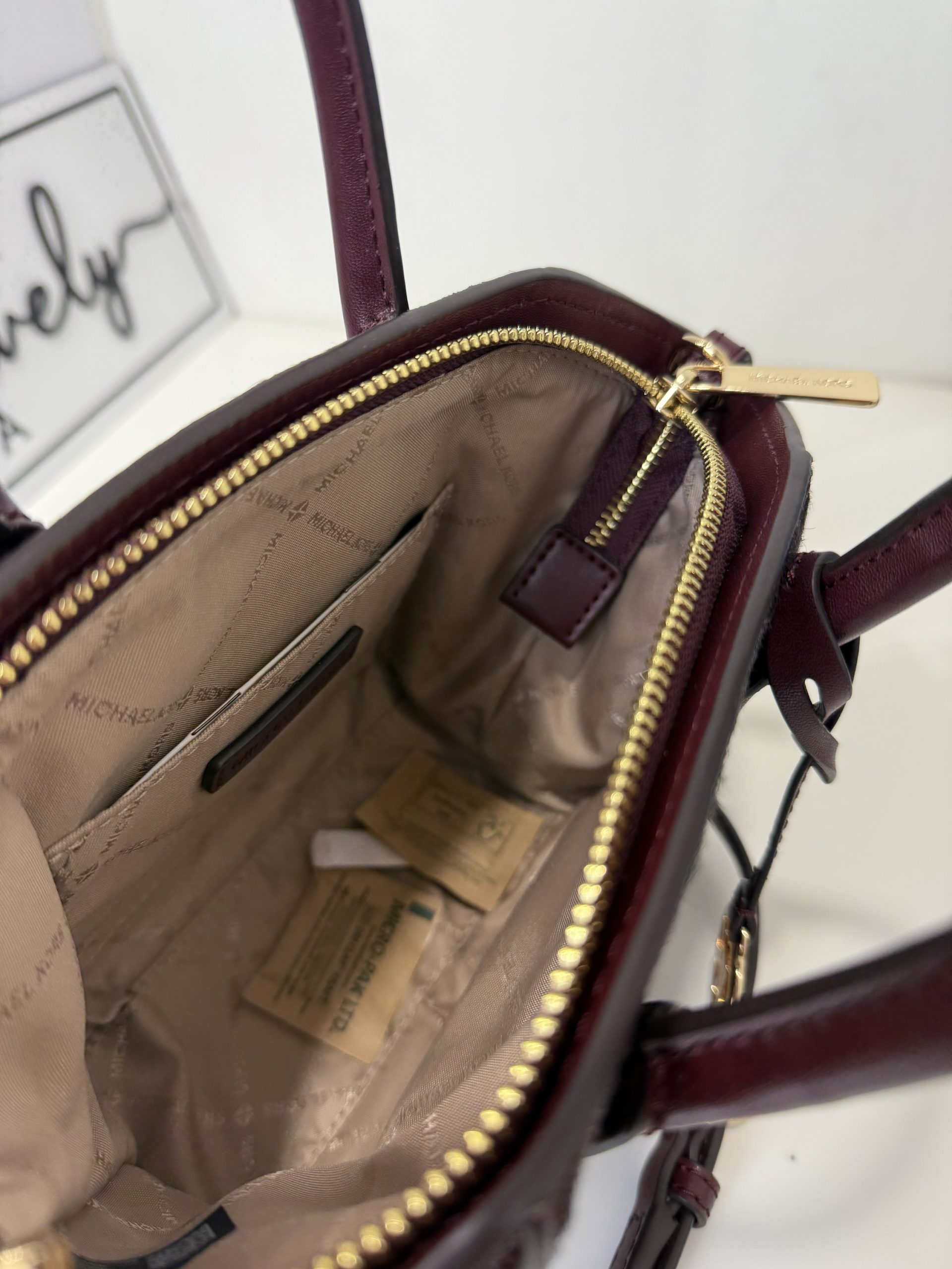 Michael Kors Avril XS Cheetah Print Calf Hair and Leather Satchel in Oxblood Multi - Image 3