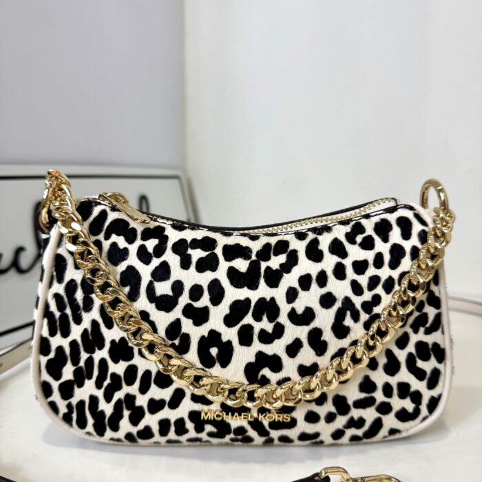 Michael Kors Carmela Small Zip Pouchette Crossbody in Light Cream Multi