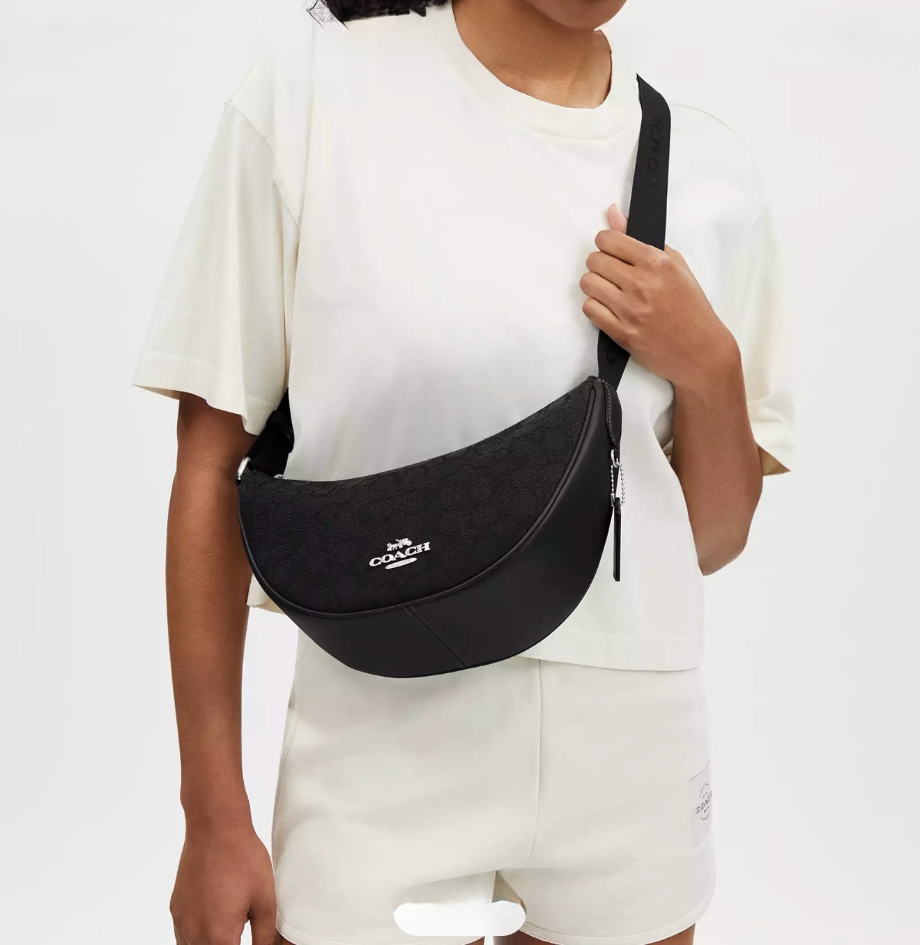 Coach Pace Shoulder Bag in Signature Jacquard Black - Image 4