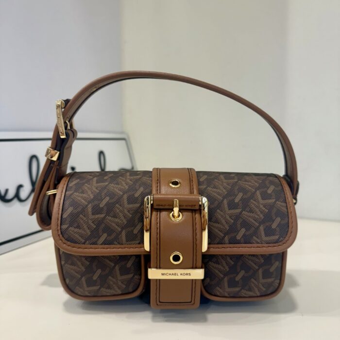 Michael Kors Colby XS Empire Shoulder Bag in Signature Brown/Luggage (Retail Collection)