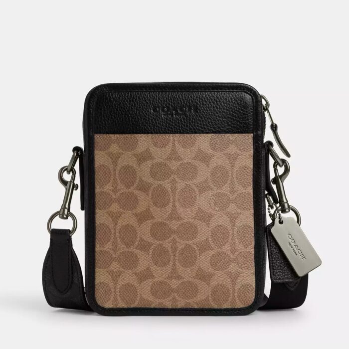 Coach Sullivan Crossbody In Blocked Signature Tan Black