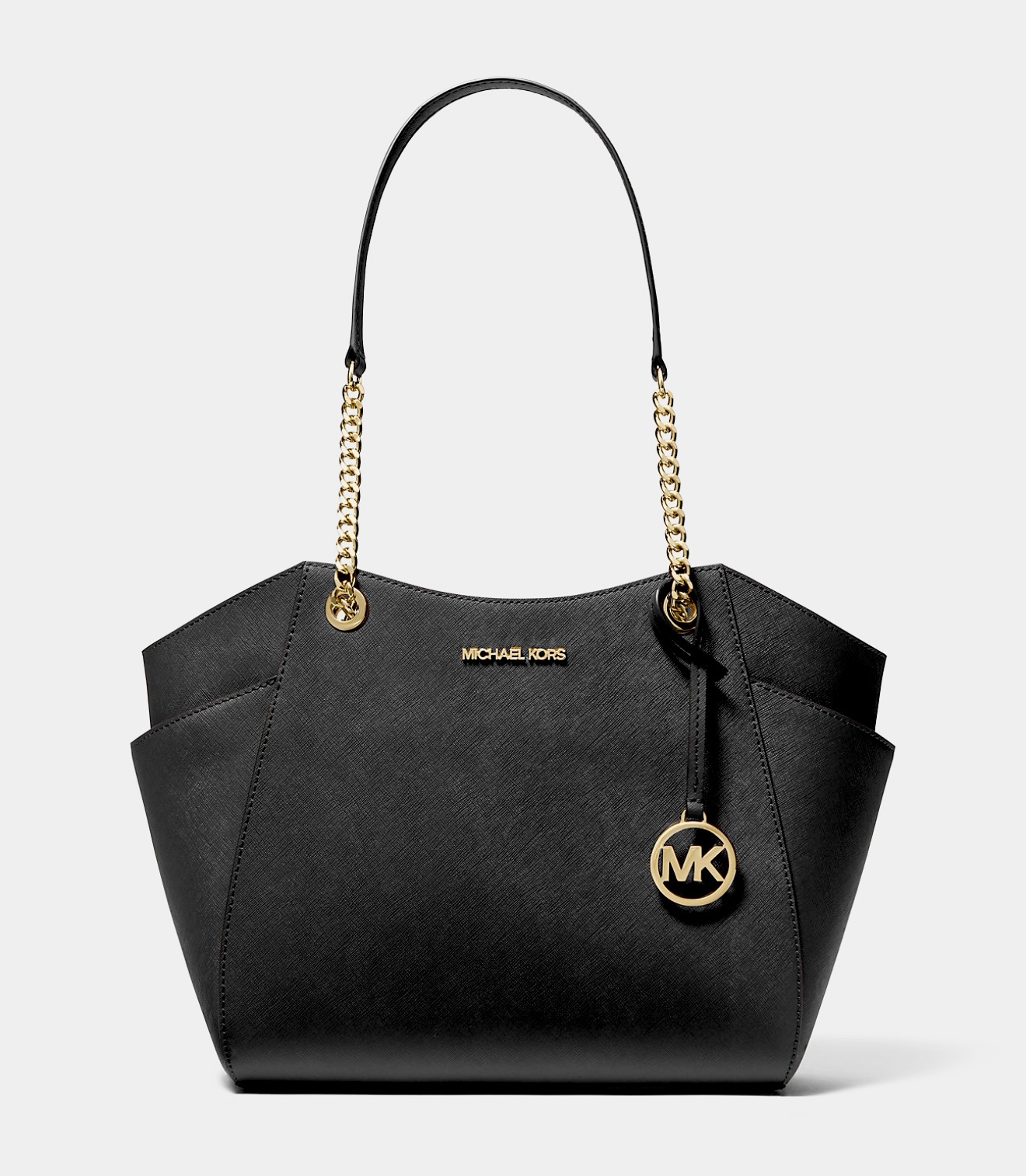 Michael Kors Jet Set Large Shoulder Chain Tote Bag in Black