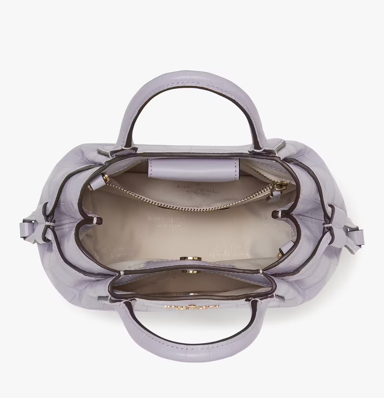 Kate Spade Dumpling Croc Embossed Mini Satchel in Lavender Cream - Image 3