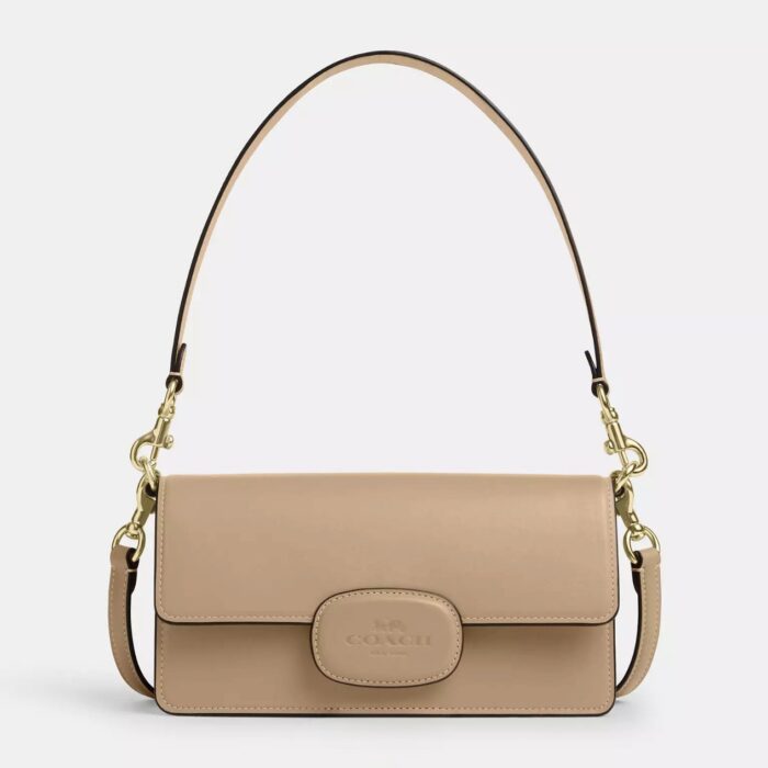 Coach Eliza Flap Crossbody With Leather Covered Closure in Tan