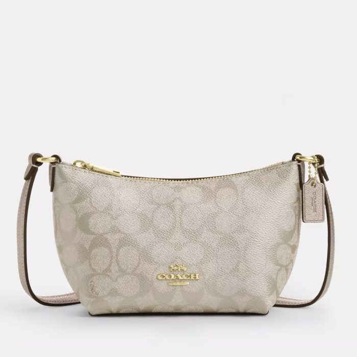 Coach Zip Top Crossbody Bag In Signature Champagne Multi