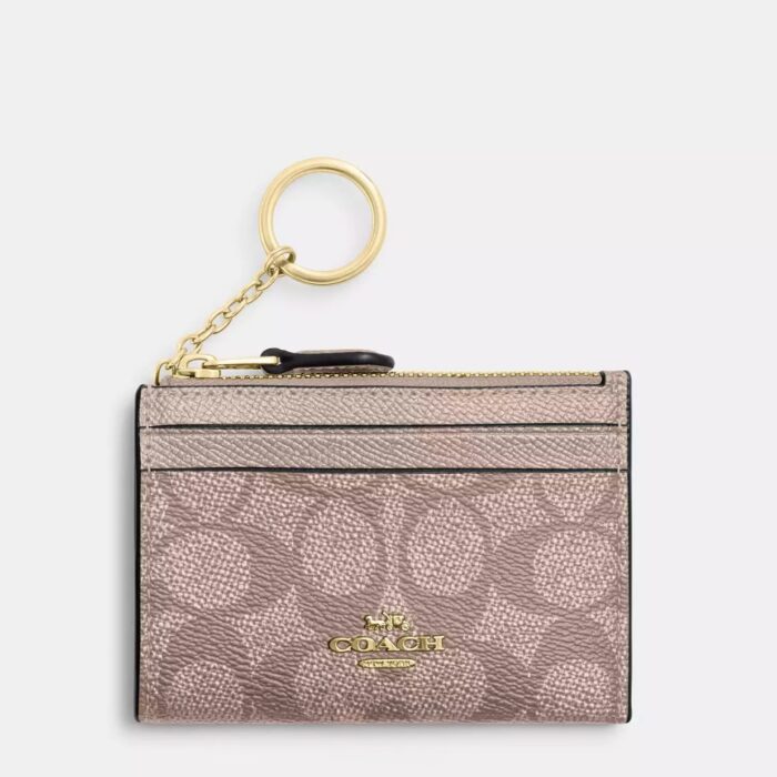 Coach Mini Skinny ID Case In Signature Champagne Multi